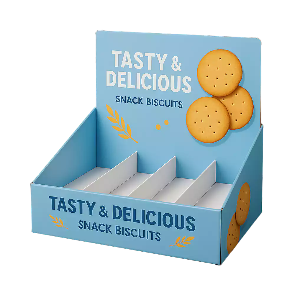 Product custom display boxes blue snack display box