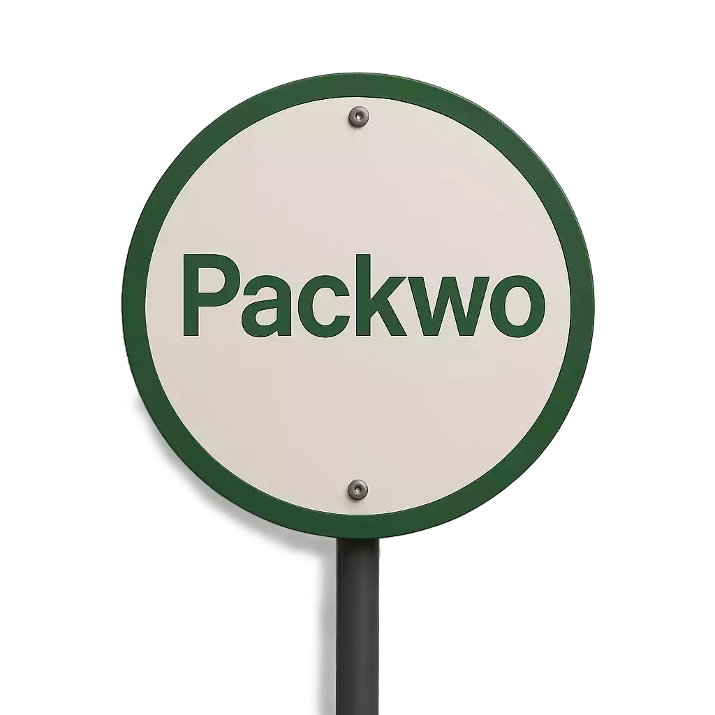 Packwo round signboard green logo display